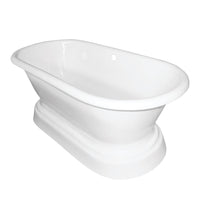 Thumbnail for Aqua Eden VCTND663025 66-Inch Cast Iron Double Ended Pedestal Tub (No Faucet Drillings), White - BNGBath