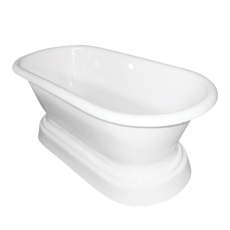 Aqua Eden VCTND663025 66-Inch Cast Iron Double Ended Pedestal Tub (No Faucet Drillings), White - BNGBath
