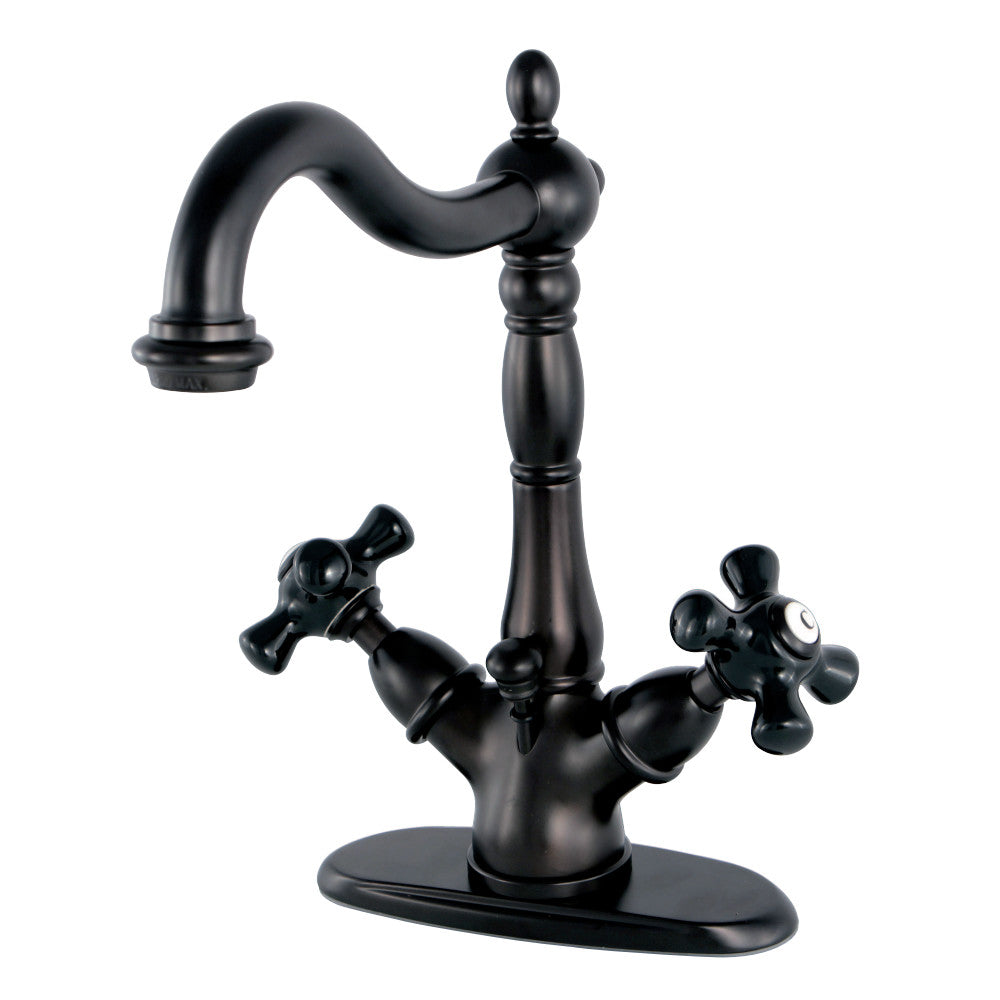 Kingston Brass KS1435PKX Duchess Two-Handle Bathroom Faucet with Brass Pop-Up and Cover Plate, Oil Rubbed Bronze - BNGBath