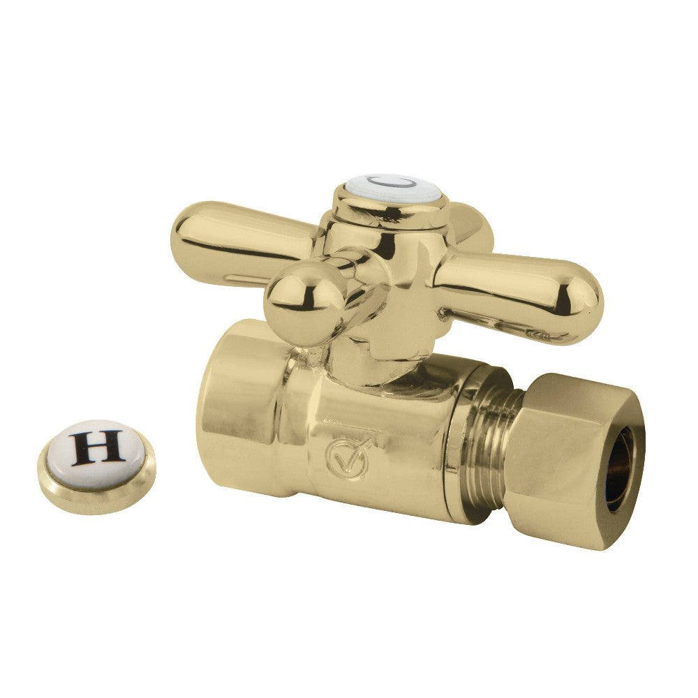 Kingston Brass CC43252X 1/2" Sweat, 3/8" O.D. Comp Straight Shut-Off Valve, Polished Brass - BNGBath