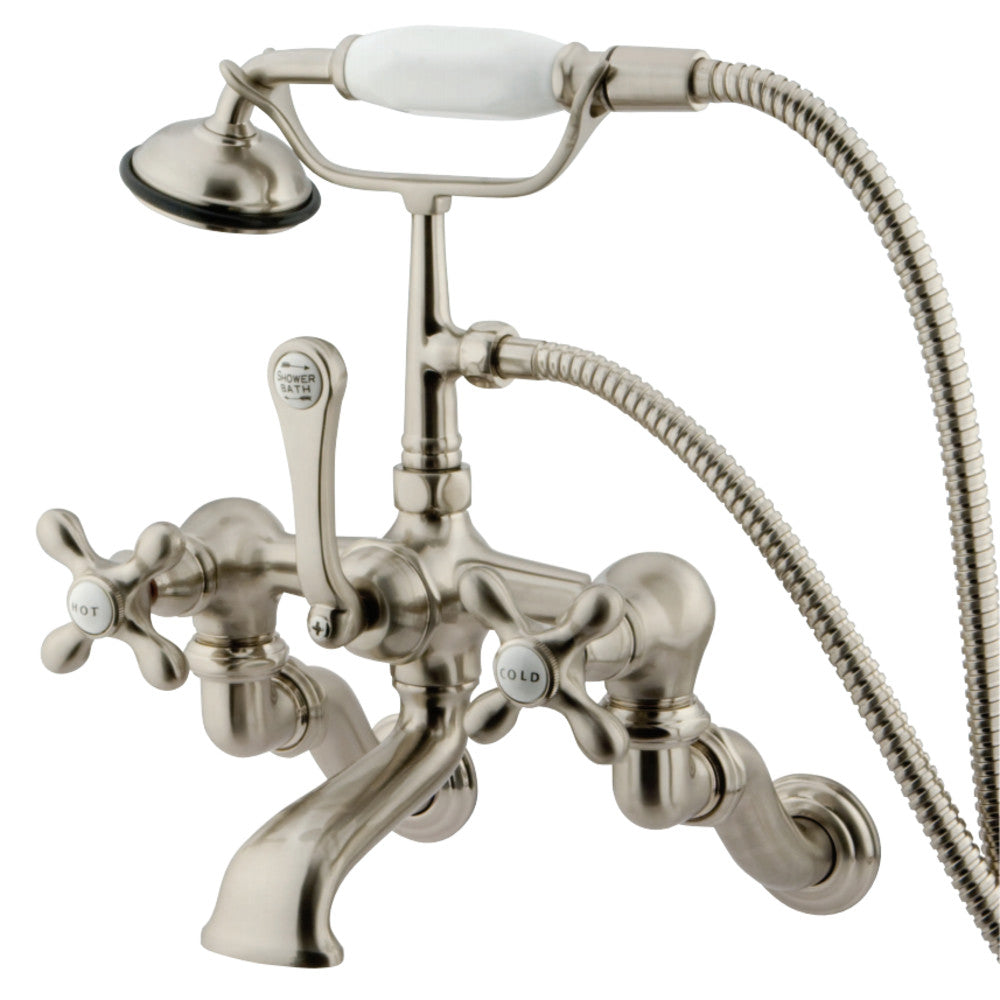 Kingston Brass CC463T8 Vintage Wall Mount Clawfoot Tub Faucet with Hand Shower, Brushed Nickel - BNGBath
