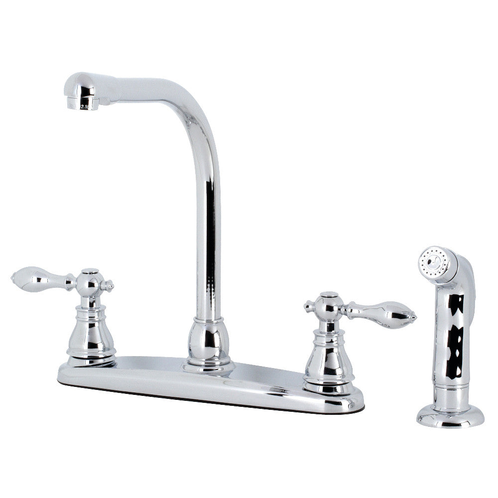 Kingston Brass KB711ACLSP American Classic Centerset Kitchen Faucet with Side Sprayer, Polished Chrome - BNGBath