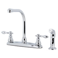 Thumbnail for Kingston Brass KB711ACLSP American Classic Centerset Kitchen Faucet with Side Sprayer, Polished Chrome - BNGBath