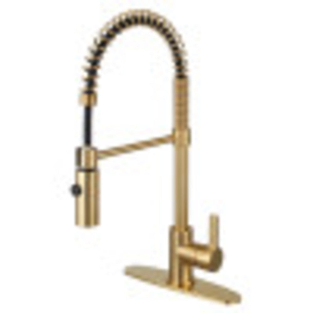Gourmetier LS8773CTL Continental Single-Handle Pre-Rinse Kitchen Faucet, Brushed Brass - BNGBath