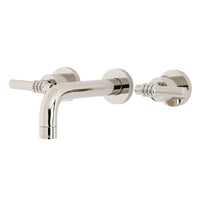 Thumbnail for Kingston Brass KS8126ML Milano 2-Handle 8 in. Wall Mount Bathroom Faucet, Polished Nickel - BNGBath