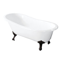 Thumbnail for Aqua Eden VCT7D5731B0 57-Inch Cast Iron Slipper Clawfoot Tub with 7-Inch Faucet Drillings, White/Matte Black - BNGBath
