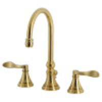Thumbnail for Kingston Brass KS2987DFL NuFrench Widespread Bathroom Faucet with Brass Pop-Up, Brushed Brass - BNGBath