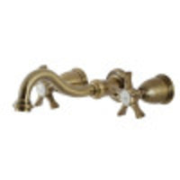 Thumbnail for Kingston Brass KS3123NX Hamilton Two-Handle Wall Mount Bathroom Faucet, Antique Brass - BNGBath