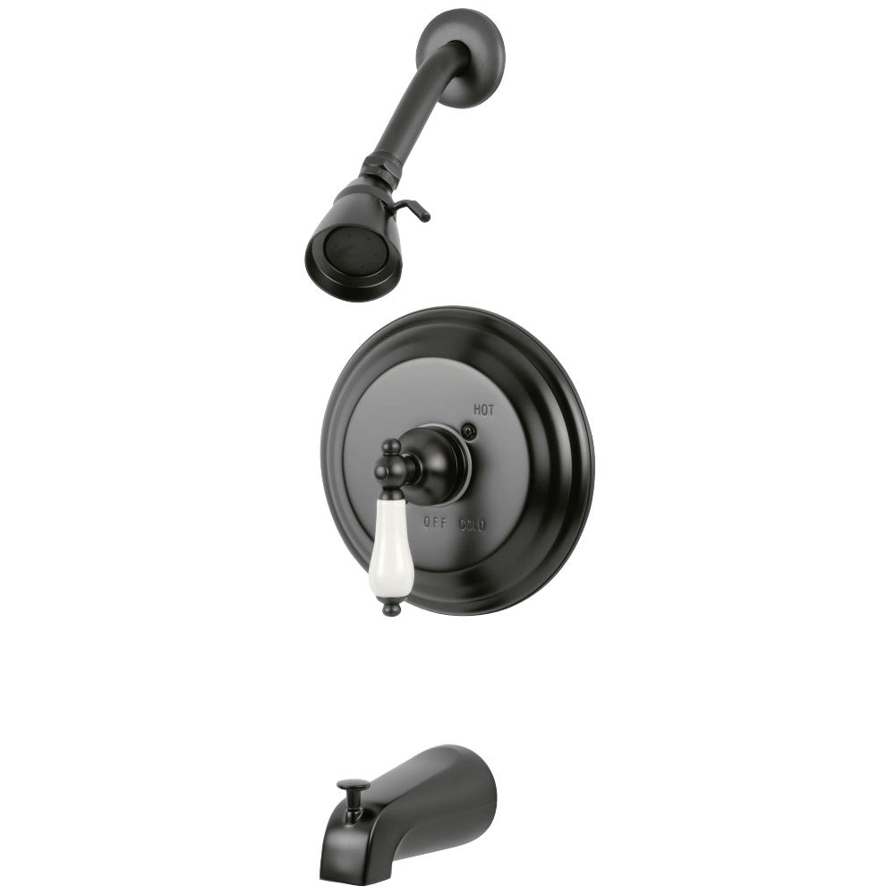 Kingston Brass GKB3635PL Water Saving Restoration Tub and Shower Faucet with Porcelain Lever Handles, Oil Rubbed Bronze - BNGBath
