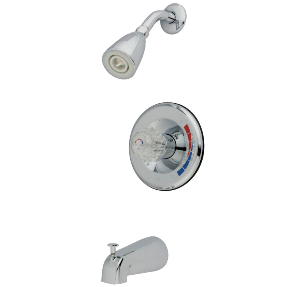 Kingston Brass KB681 Chatham Single Acrylic Handle Tub & Shower Faucet, Polished Chrome - BNGBath