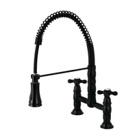 Thumbnail for Gourmetier GS1270AX Heritage Two-Handle Deck-Mount Pull-Down Sprayer Kitchen Faucet, Matte Black - BNGBath