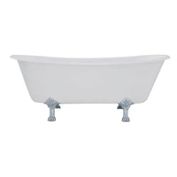 Thumbnail for Aqua Eden VCTND6728NH1 67-Inch Cast Iron Double Slipper Clawfoot Tub (No Faucet Drillings), White/Polished Chrome - BNGBath