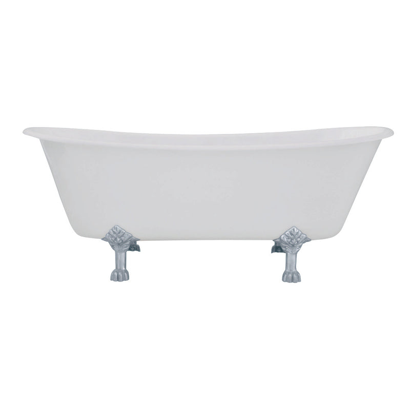 Aqua Eden VCTND6728NH1 67-Inch Cast Iron Double Slipper Clawfoot Tub (No Faucet Drillings), White/Polished Chrome - BNGBath