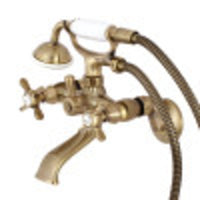Thumbnail for Kingston Brass KS285AB Essex Clawfoot Tub Faucet with Hand Shower, Antique Brass - BNGBath