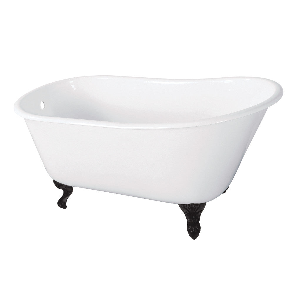 Aqua Eden VCTND5728NT0 57-Inch Cast Iron Slipper Clawfoot Tub without Faucet Drillings, White/Matte Black - BNGBath