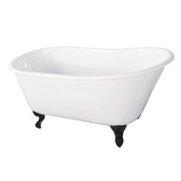 Thumbnail for Aqua Eden VCTND5728NT0 57-Inch Cast Iron Slipper Clawfoot Tub without Faucet Drillings, White/Matte Black - BNGBath