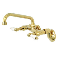 Thumbnail for Kingston Brass KS513PB Kingston Two Handle Wall Mount Kitchen Faucet, Polished Brass - BNGBath