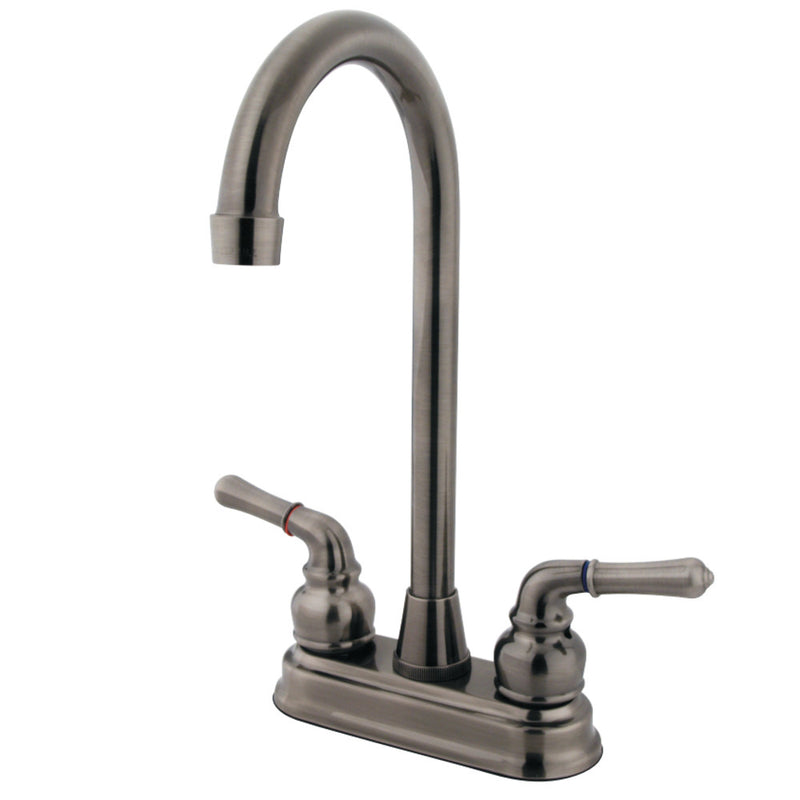 Kingston Brass GKB493 Water Saving Magellan Bar Faucet with Lever Handles, Black Stainless - BNGBath