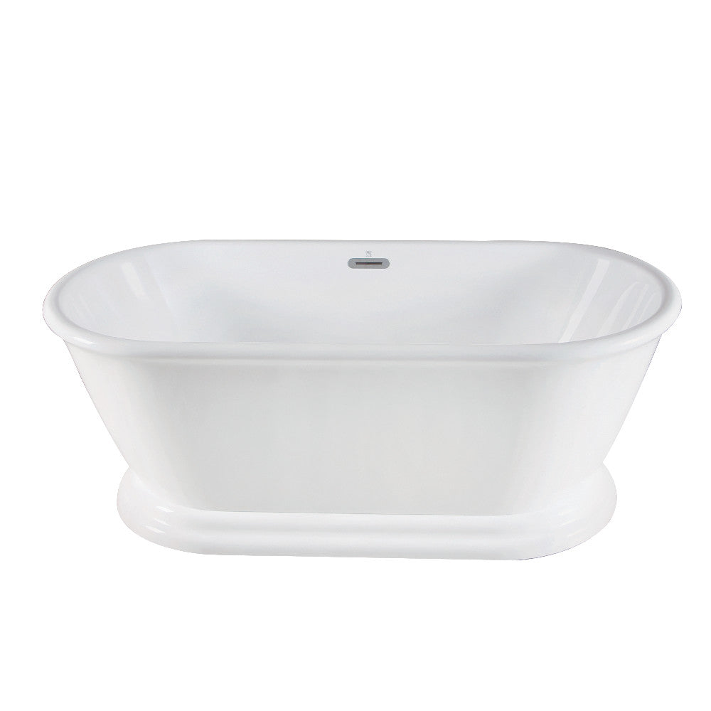 Aqua Eden VTDE663124 66-Inch Acrylic Double Ended Pedestal Tub with Square Overflow and Pop-Up Drain, White - BNGBath