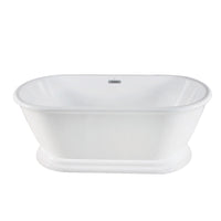 Thumbnail for Aqua Eden VTDE663124 66-Inch Acrylic Double Ended Pedestal Tub with Square Overflow and Pop-Up Drain, White - BNGBath