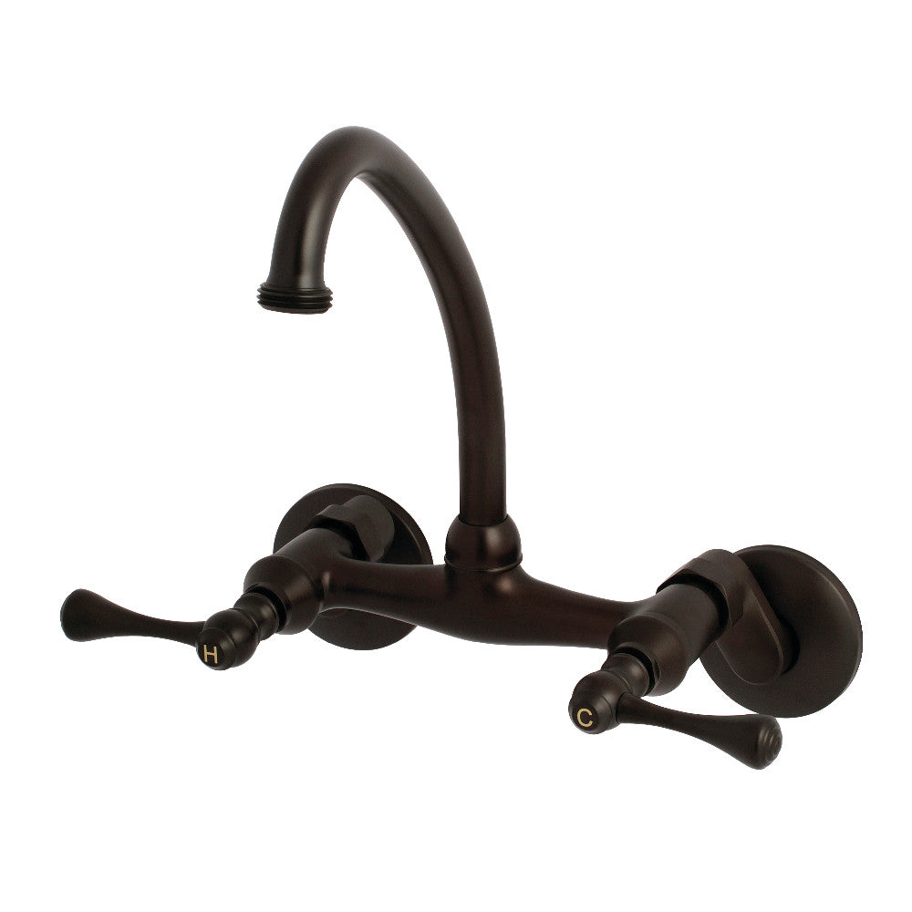 Kingston Brass KS374ORB Kingston Two Handle Wall Mount Laundry Faucet, Oil Rubbed Bronze - BNGBath