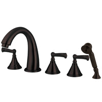Thumbnail for Kingston Brass KS53655FL Royale Roman Tub Faucet with Hand Shower, Oil Rubbed Bronze - BNGBath