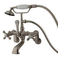 Thumbnail for Kingston Brass CC57T8 Vintage Adjustable Center Wall Mount Tub Faucet, Brushed Nickel - BNGBath