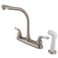 Thumbnail for Kingston Brass KB757 Magellan 8-Inch Centerset Kitchen Faucet, Brushed Nickel/Polished Chrome - BNGBath