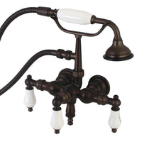 Thumbnail for Aqua Vintage AE21T5 Vintage 3-3/8 Inch Wall Mount Tub Faucet with Hand Shower, Oil Rubbed Bronze - BNGBath