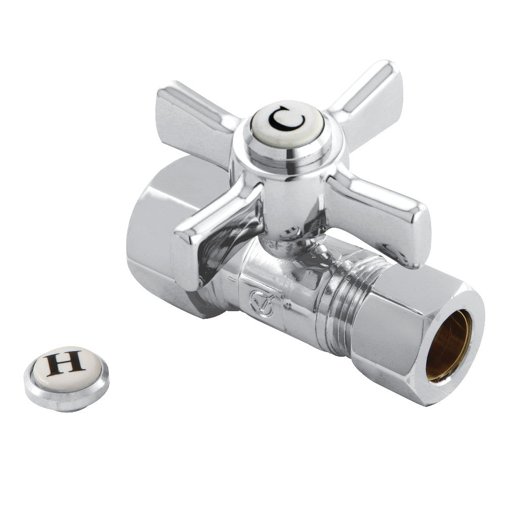 Kingston Brass CC44451ZX 5/8" OD Comp X 1/2" OD Comp Straight Shut-Off Valve, Polished Chrome - BNGBath