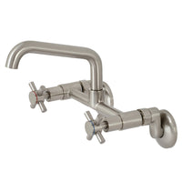 Thumbnail for Kingston Brass KS423SN Concord Two-Handle Wall-Mount Kitchen Faucet, Brushed Nickel - BNGBath