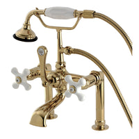 Thumbnail for Kingston Brass AE111T2 Auqa Vintage Deck Mount Clawfoot Tub Faucet, Polished Brass - BNGBath