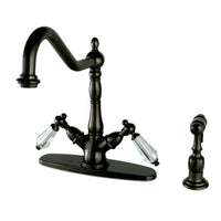 Thumbnail for Kingston Brass KS1235WLLBS Mono Deck Mount Kitchen Faucet with Brass Sprayer, Oil Rubbed Bronze - BNGBath