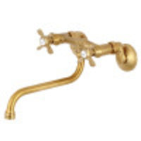 Thumbnail for Kingston Brass KS115SB Essex Two Handle Wall Mount Bathroom Faucet, Brushed Brass - BNGBath