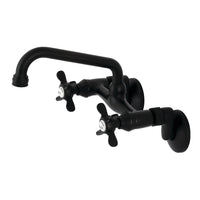 Thumbnail for Kingston Brass KS113MB Essex Two Handle Wall Mount Kitchen Faucet, Matte Black - BNGBath