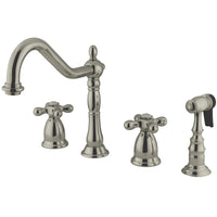 Thumbnail for Kingston Brass KS1798AXBS Widespread Kitchen Faucet, Brushed Nickel - BNGBath