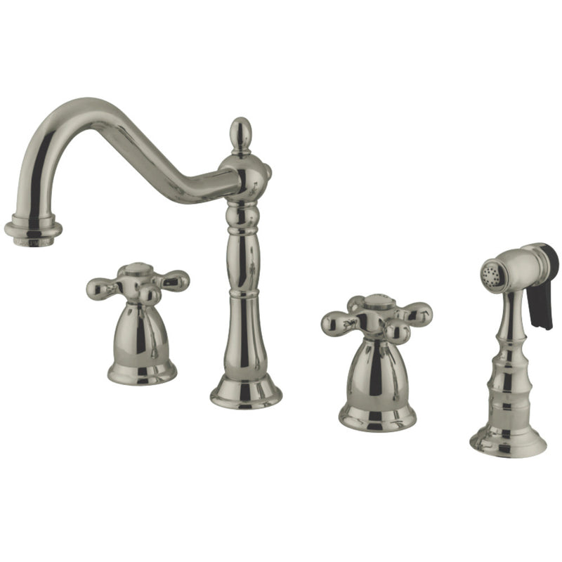 Kingston Brass KS1798AXBS Widespread Kitchen Faucet, Brushed Nickel - BNGBath