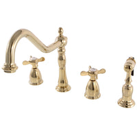 Thumbnail for Kingston Brass KB1792BEXBS Widespread Kitchen Faucet, Polished Brass - BNGBath