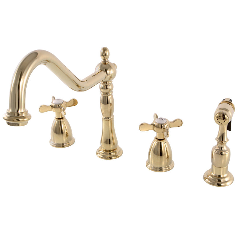 Kingston Brass KB1792BEXBS Widespread Kitchen Faucet, Polished Brass - BNGBath