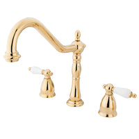 Thumbnail for Kingston Brass KB1792PLLS Widespread Kitchen Faucet, Polished Brass - BNGBath