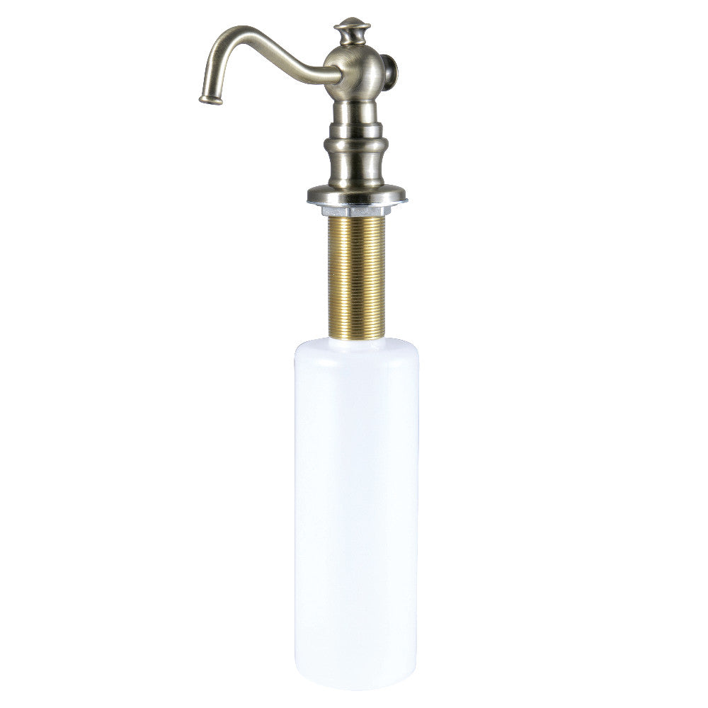 Kingston Brass SD7603 Curved Nozzle Metal Soap Dispenser, Antique Brass - BNGBath