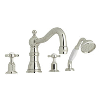 Thumbnail for Perrin & Rowe Edwardian 4-Hole Deck Mount Column Spout Tub Filler with Handshower - BNGBath