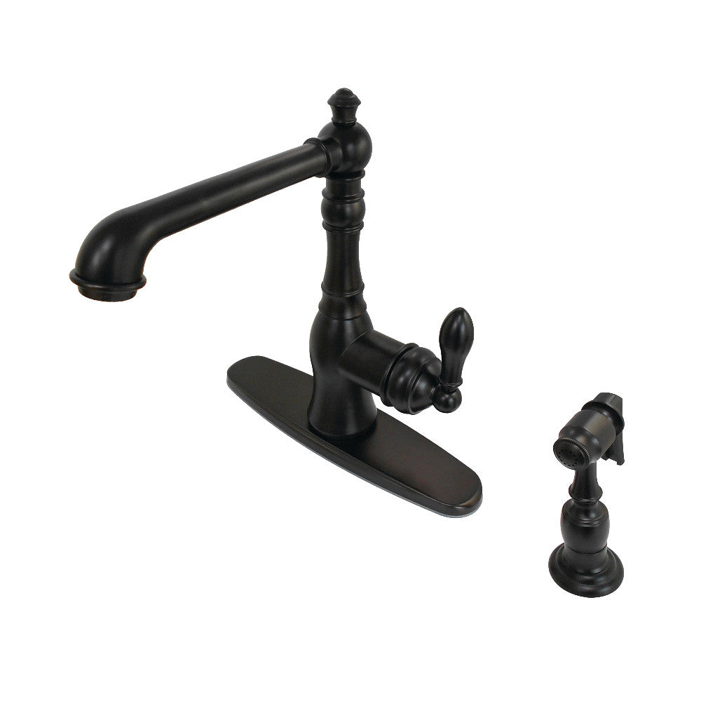 Gourmetier GSY7205ACLBS American Classic Single-Handle Kitchen Faucet with Brass Sprayer, Oil Rubbed Bronze - BNGBath