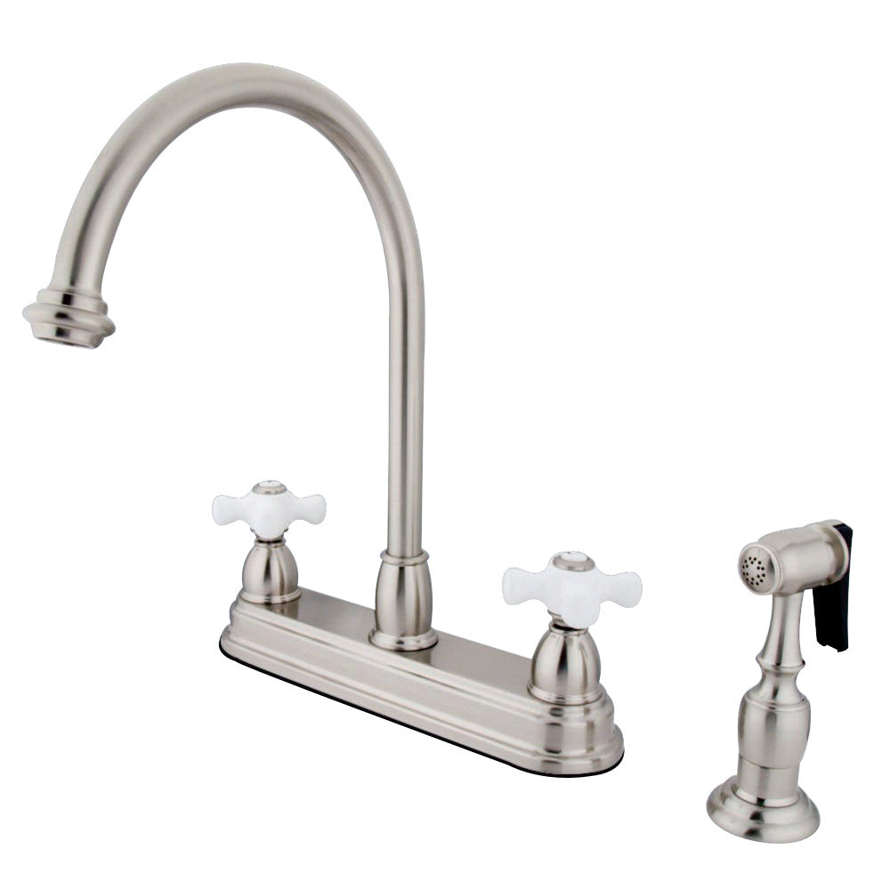 Kingston Brass KB3758PXBS Restoration Centerset Kitchen Faucet, Brushed Nickel - BNGBath