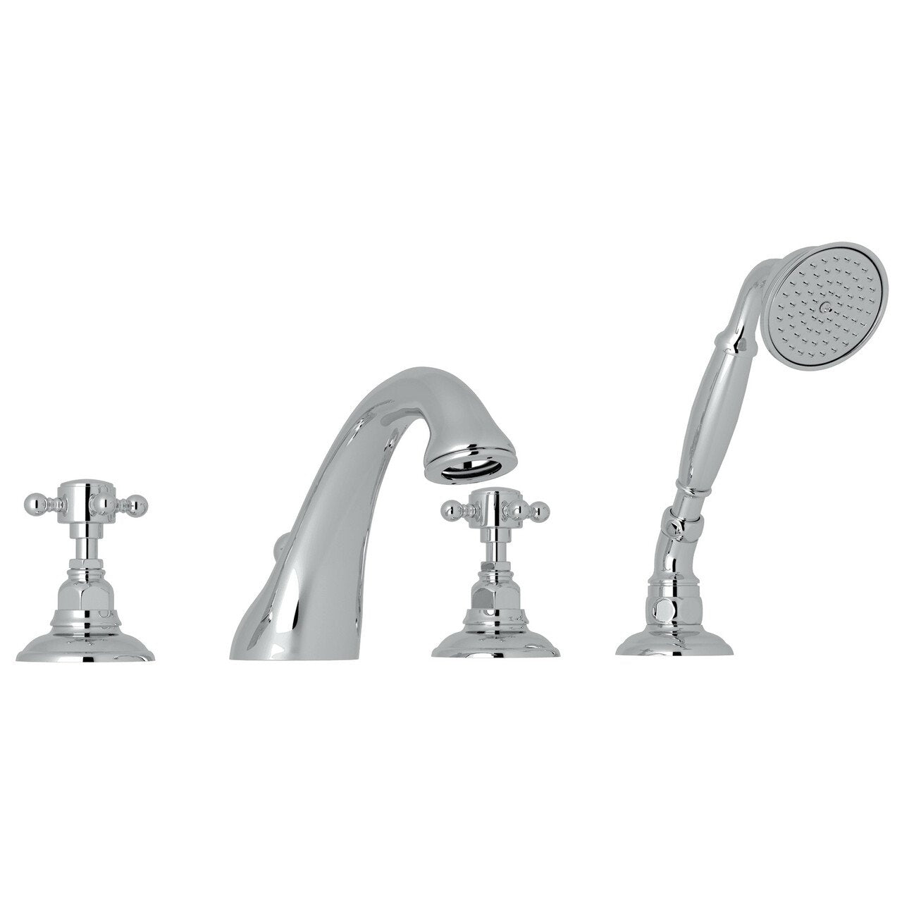 ROHL Viaggio 4-Hole Deck Mount C-Spout Tub Filler with Handshower - BNGBath