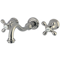 Thumbnail for Kingston Brass KS3128AX Vintage 2-Handle Wall Mount Bathroom Faucet, Brushed Nickel - BNGBath