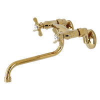 Thumbnail for Kingston Brass KS115PB Essex Two Handle Wall Mount Bathroom Faucet, Polished Brass - BNGBath