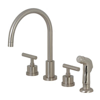 Thumbnail for Kingston Brass KS8728CML Widespread Kitchen Faucet, Brushed Nickel - BNGBath
