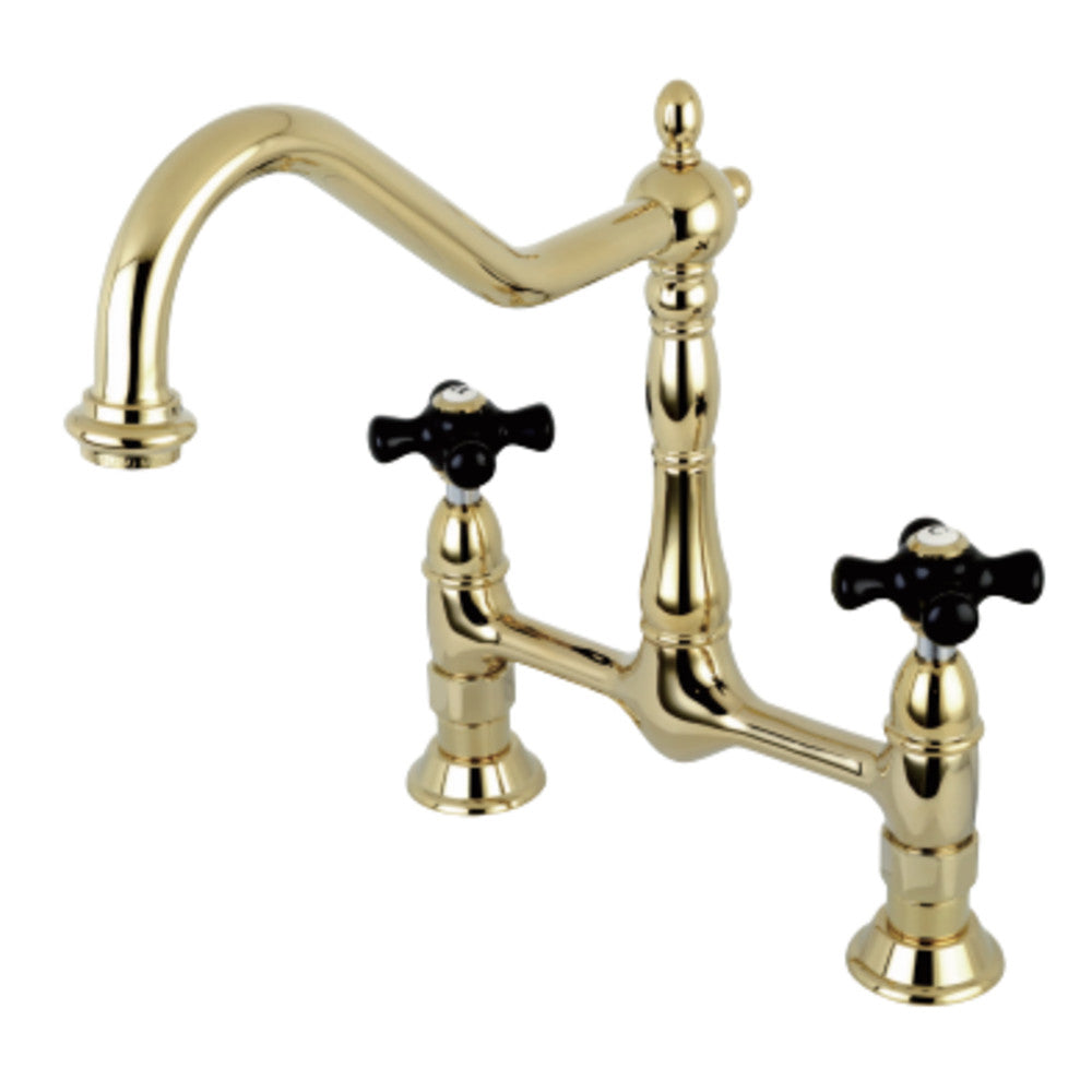 Kingston Brass KS1172PKX Duchess Bridge Kitchen Faucet, Polished Brass - BNGBath