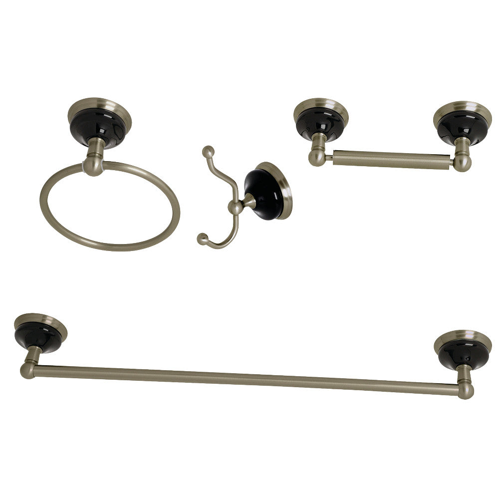 Kingston Brass BAK9112478BN Water Onyx 4-Piece Bathroom Accessory Set, Brushed Nickel - BNGBath